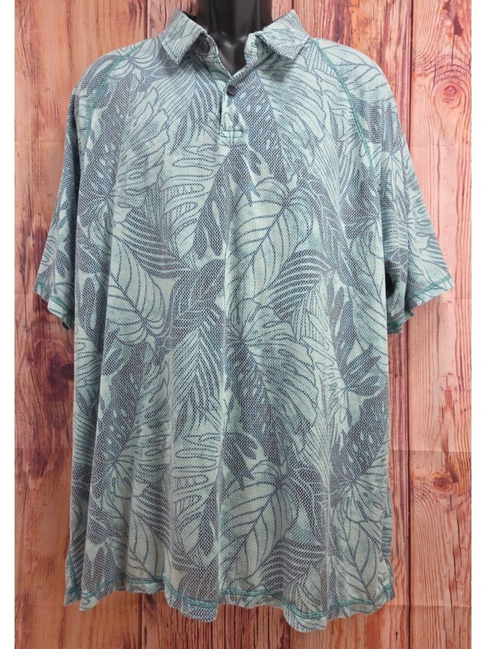Tommy Bahama IslandZone Blue Tropical Print Polo XXL Lenzing EcoVero Blend
